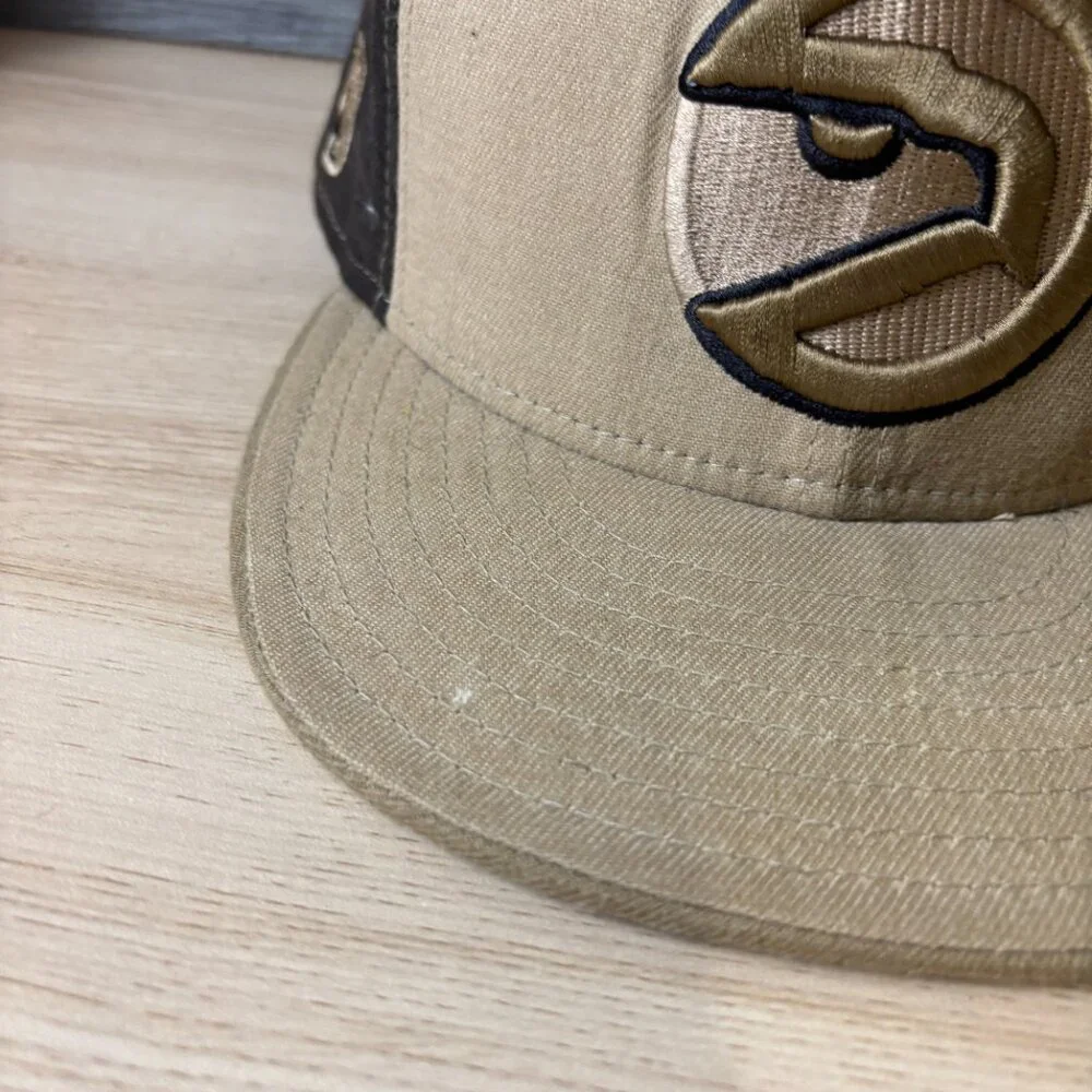 Vintage Atlanta Hawks Hat Cap Fitted 7 1/2 Brown NBA Basketball Wool USA New Era